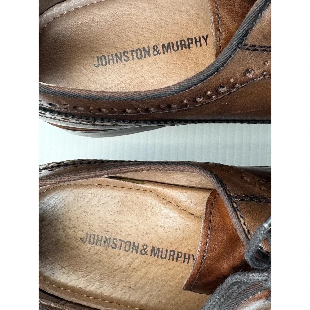 Johnston & Murphy Conard Wingtip Oxford Dress Shoes Men 10.5 EUC‎ Leather